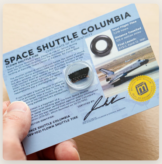 Space Shuttle Tire - Columbia Flown Nose Landing Gear Tire - Card Display