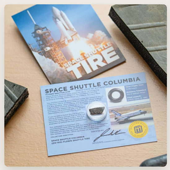 Space Shuttle Tire - Columbia Flown Nose Landing Gear Tire - Card Display