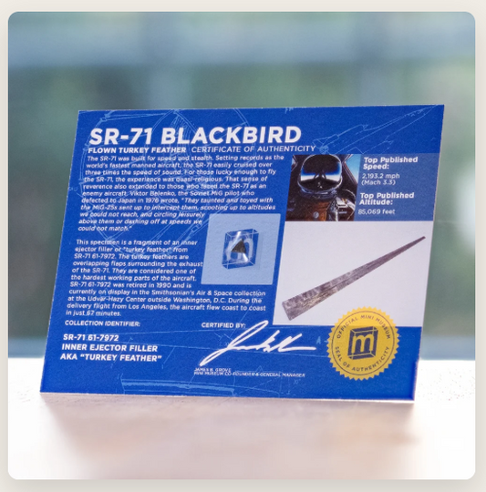 SR-71 Blackbird - Titanium Fragment - Display Card