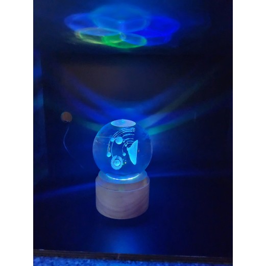 80mm Spinning Base Laser Etched Glass Globe