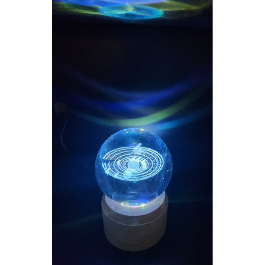 80mm Spinning Base Laser Etched Glass Globe