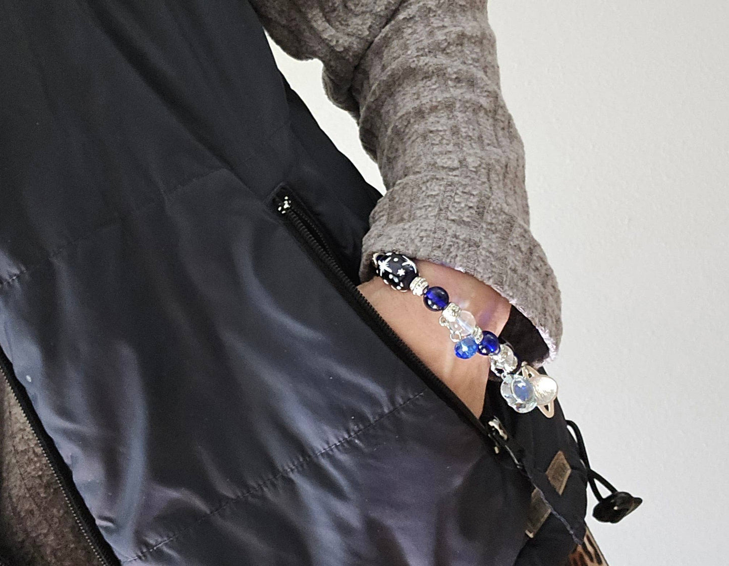 Solar System Galaxy Universe Saturn Blue Bracelet