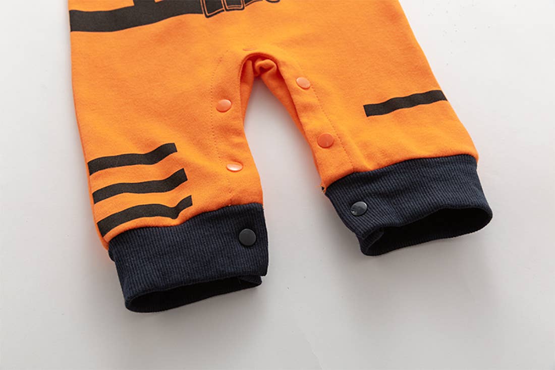 Orange Astronaut Long Sleeve Hooded Costume Baby Romper