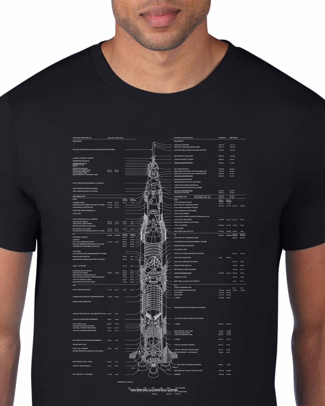 Saturn V Rocket Blueprint Tee