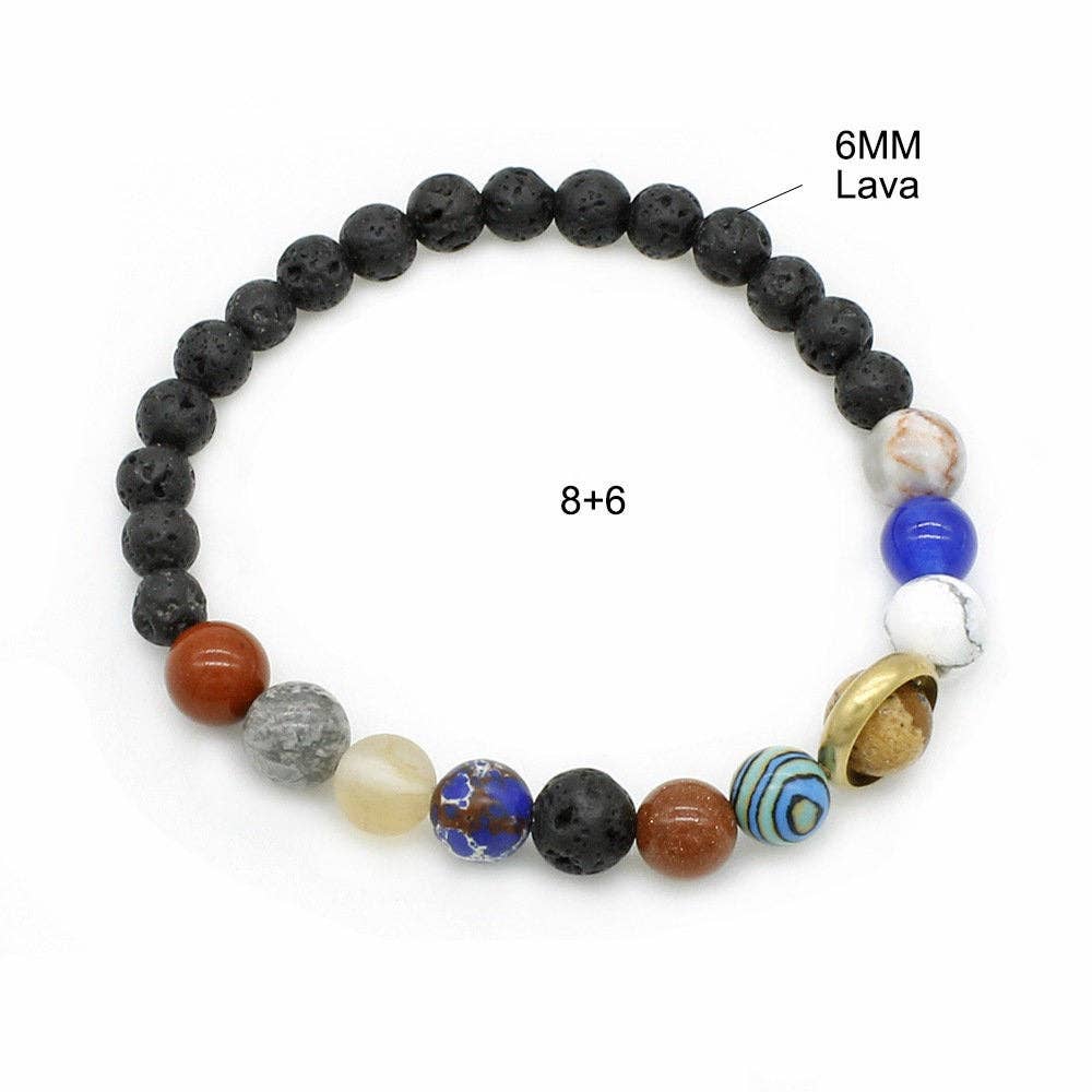 Solar System Couple Bead Bracelet in Natural Crystal Stone
