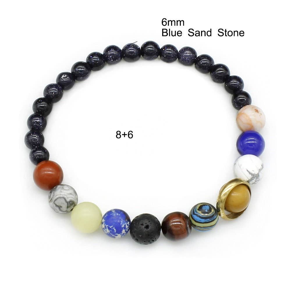 Solar System Couple Bead Bracelet in Natural Crystal Stone