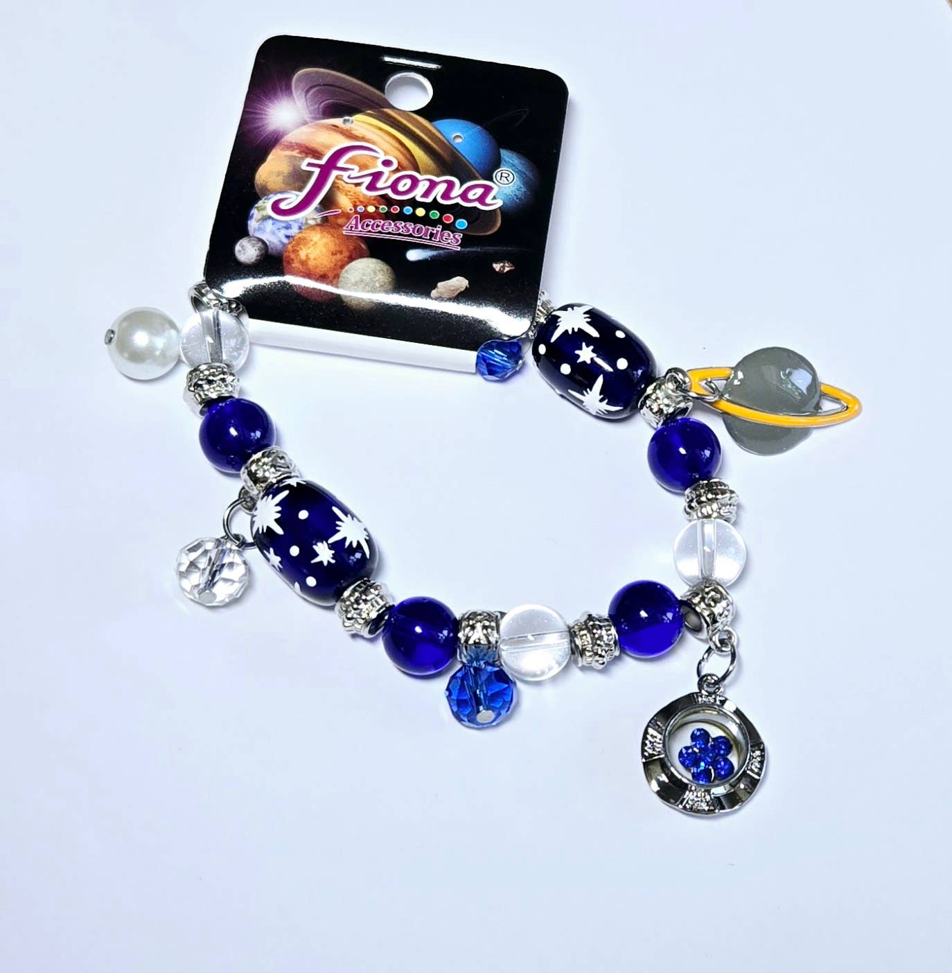 Solar System Galaxy Universe Saturn Blue Bracelet