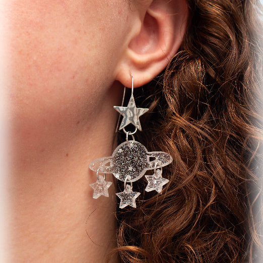 Interstellar Planet Dangle Acrylic Statement Earrings