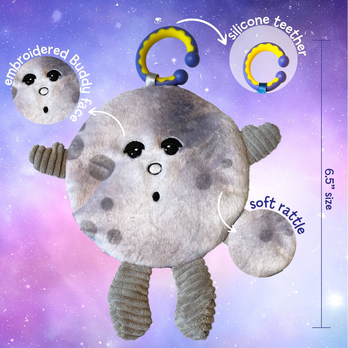 Moon Plush Baby Teether Lovey - Sensory Infant Toy