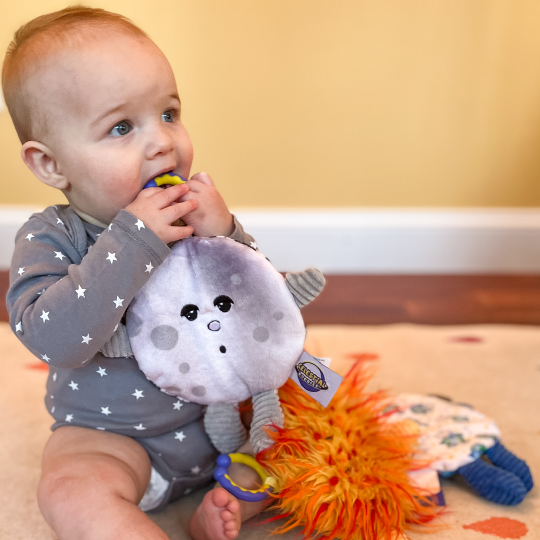 Moon Plush Baby Teether Lovey - Sensory Infant Toy