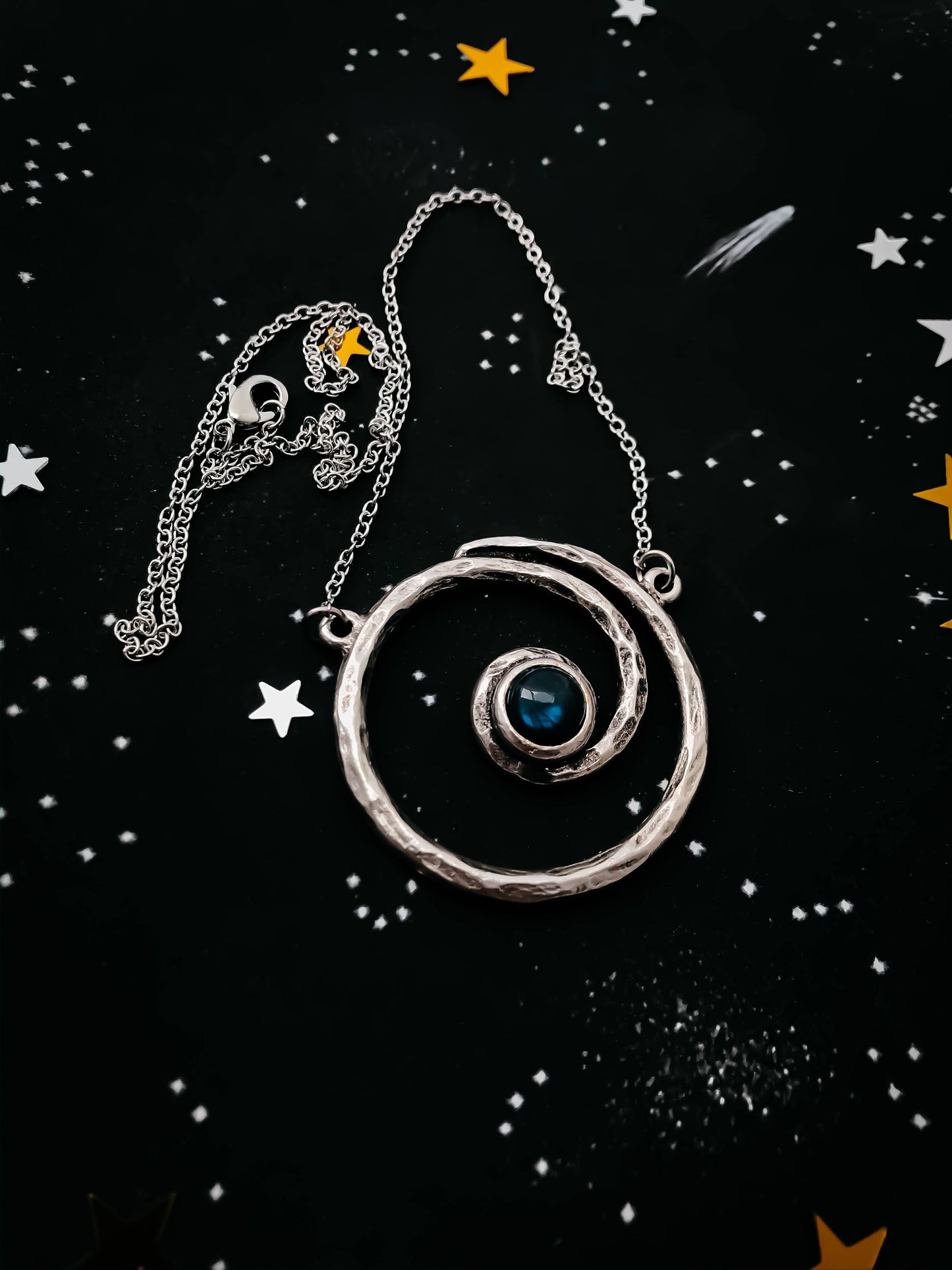 Milky Way Spiral Necklace with Labradorite