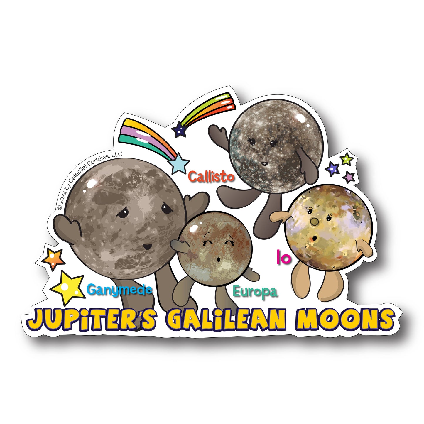 Jupiter Galilean Moons Vinyl Sticker - Weatherproof & Durable