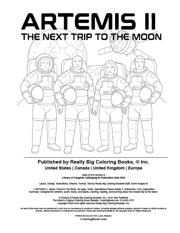 Artemis II Coloring and Activity Book 8.5 x 11