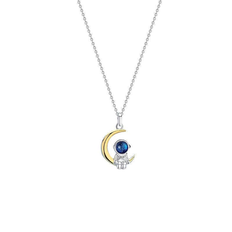 Astronaut Moon Necklace in 925 Sterling Silver