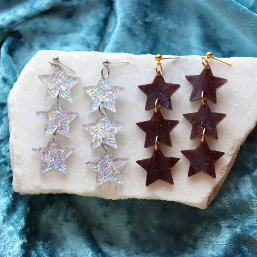 Cascading Forever Stars Dangle Space Statement Earrings