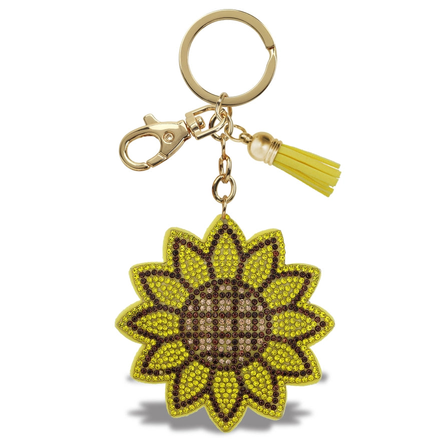 Sparkling Gold Sunflower Keychain
