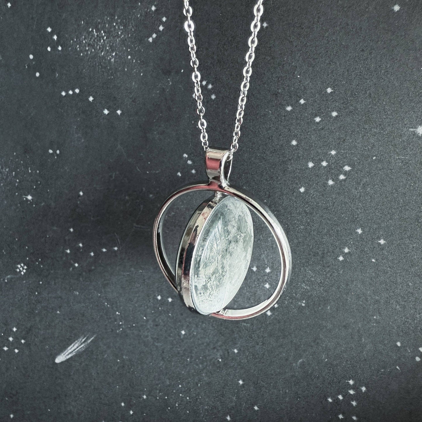 Full Moon Double Sided Fidget Pendant Necklace