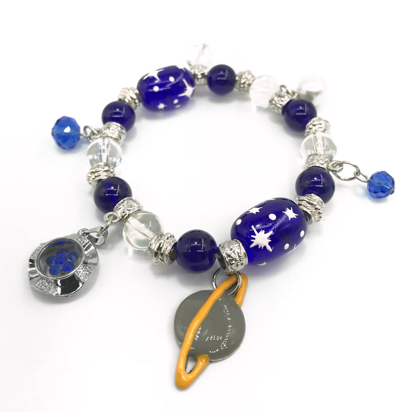 Solar System Galaxy Universe Saturn Blue Bracelet