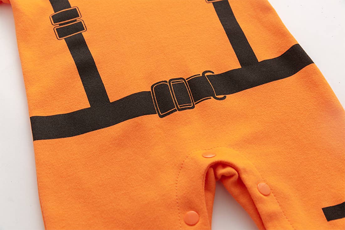 Orange Astronaut Long Sleeve Hooded Costume Baby Romper