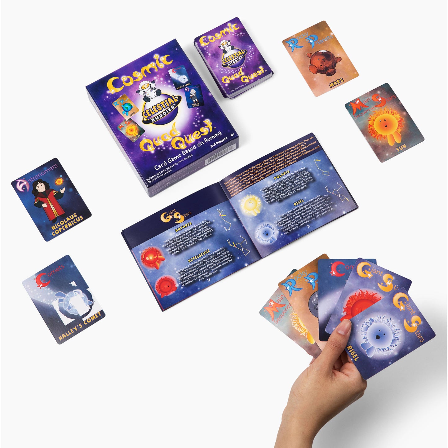 Cosmic Quad Quest Space Card Game with STEM Booklet